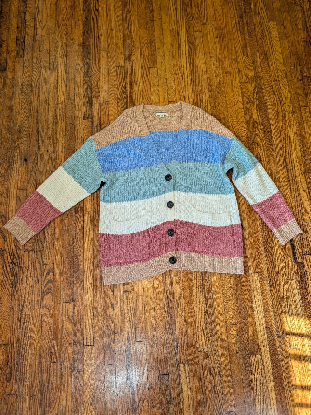 American Eagle Striped Cardigan in Pink & Blue Like New